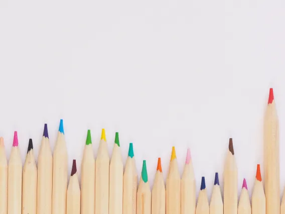 colored pencils in a row