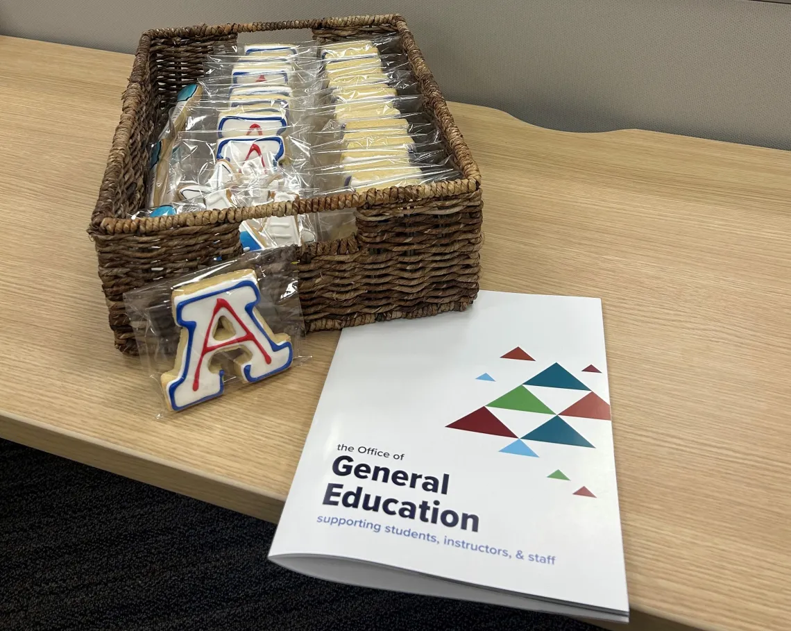 A picture of A shaped cookies and brochure